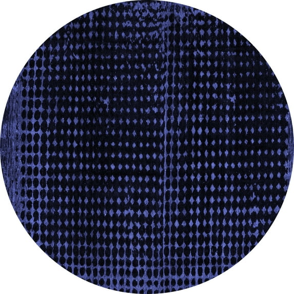 Ahgly Company Indoor Round Abstract Blue Modern Area Rugs, 3' Round