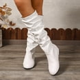 thumbnail image 5 of Xiaoxatg Women's Mid-Calf Boots Comfortable Heel On Platform Booties with Round Toe Non- Sole Casual Winter Footwear 6 White, 5 of 9