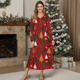 thumbnail image 4 of DISNIMO Christmas Tree Print Women's Long Sleeve Nightgown Soft Ladies Sleep Shirt Full Length Sleepwear Long Sleepshirts, L, 4 of 8
