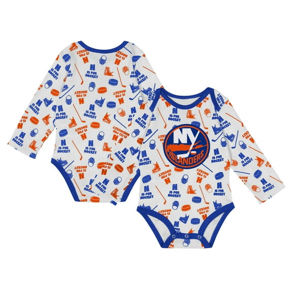 Infant White New York Islanders Quick Learner Long Sleeve Bodysuit