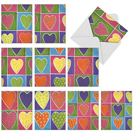 'M6047 FROM THE HEART' 10 Assorted Thank You Note Cards Featuring Colorful Heart Art with Envelopes by The Best Card (Best Cards From Kaladesh)