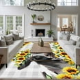 thumbnail image 4 of 5x7 Area Rugs for Living Room, Farmhouse Cow Non Slip Area Rugs for Kitchen Bedroom Entryway, Pastoral Sunflower Botanical Gray Plaid Washable Carpet Runner Rug Floor Mats for Bedroom Home Decor, 4 of 9