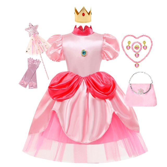 Vestido de princesa melocotón para niña, disfraz de Halloween, disfraz de Navidad para niños, ropa para niños, trajes de fiesta de cumpleaños y carnaval4T(120) Gao Jinjia LED