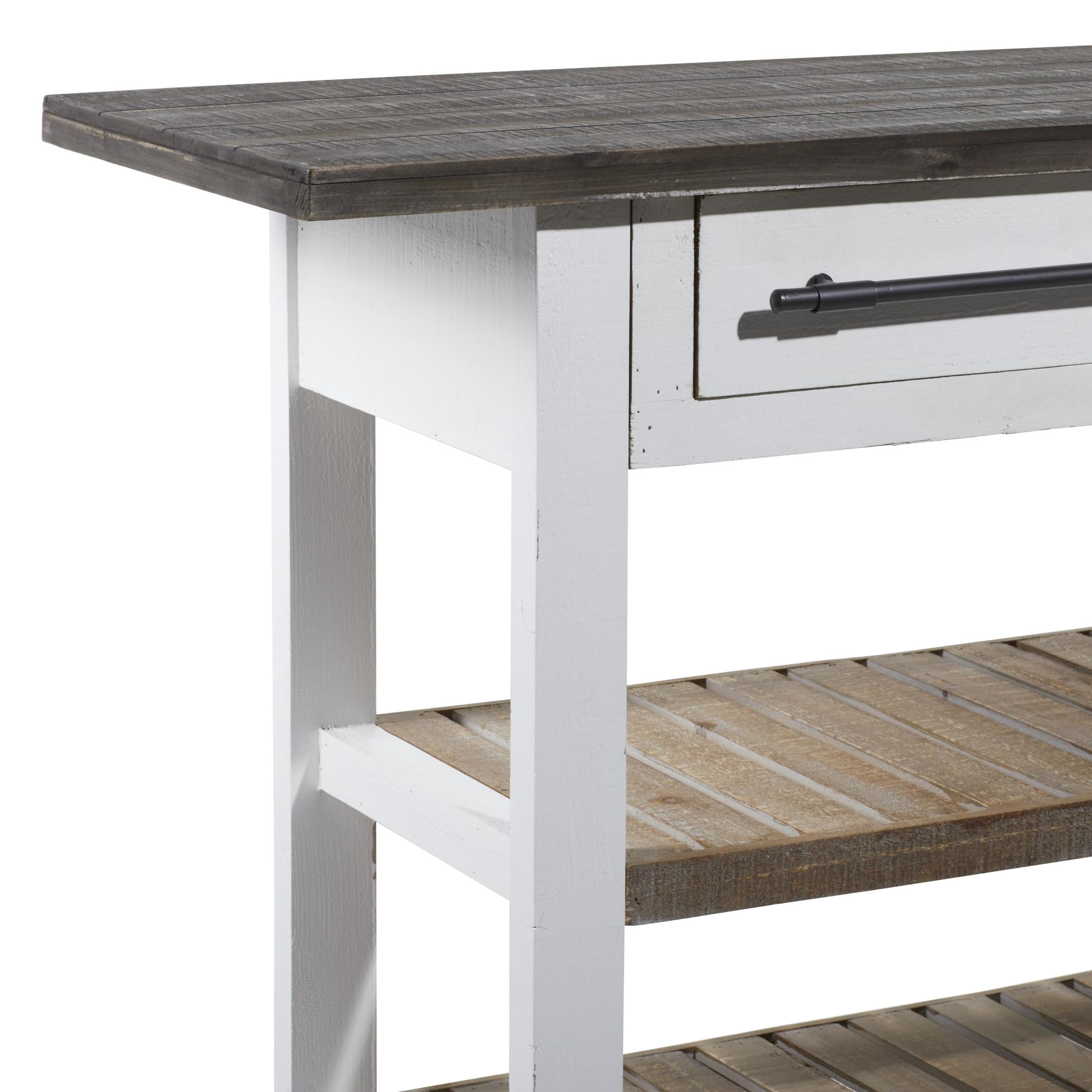 DecMode Farmhouse Wood Rectangular Console Table with Cedar Brown Shelves and Daisy White Finish, 71"W x 32"H