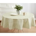 thumbnail image 2 of Beige Moire Wavy Solid 60 x 84 inch Oval Vinyl Dining Tablecloth with Flannel Backing, 2 of 6
