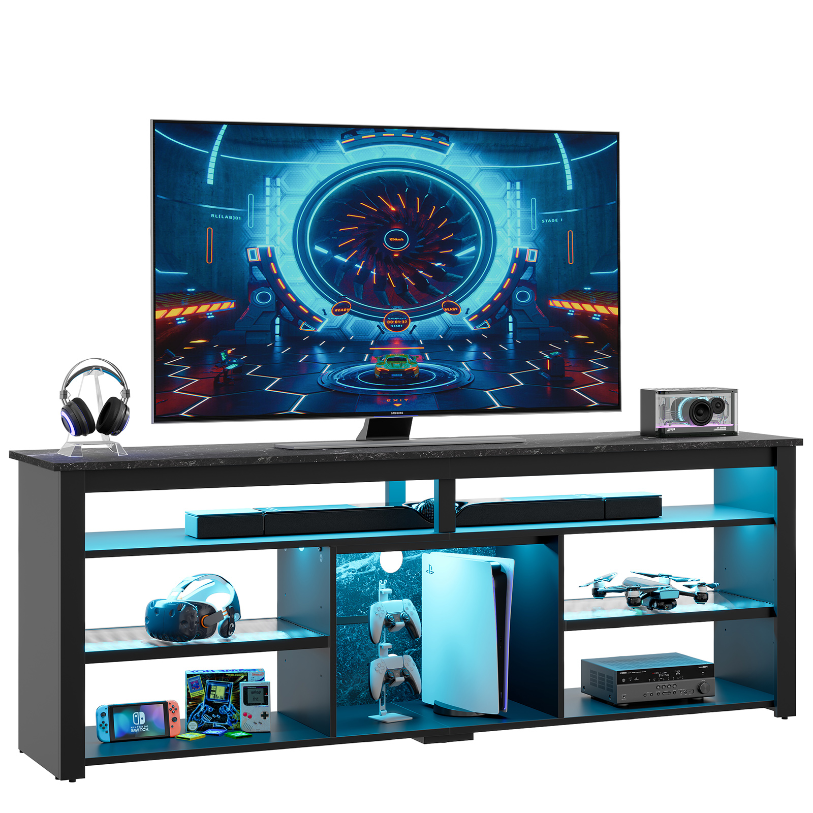 Bestier LED TV Stand for 75" TVs, Gaming Entertainment Center photo 3