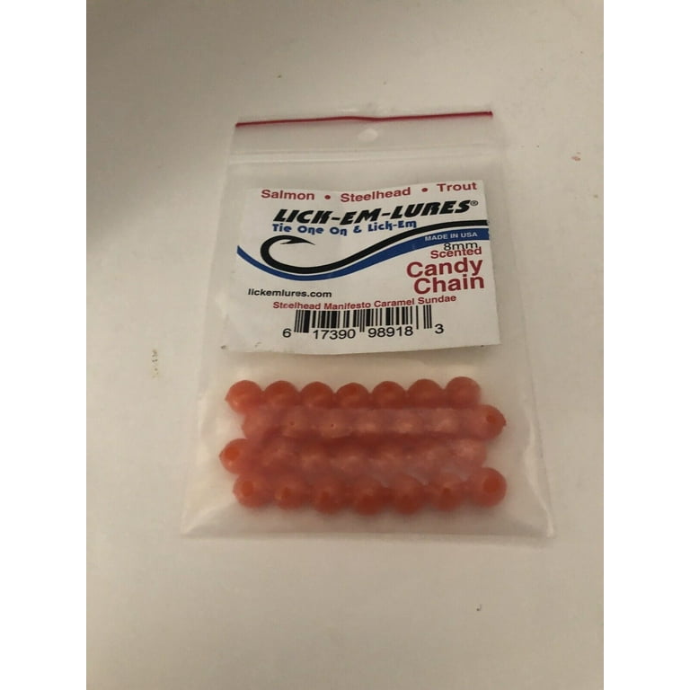 Lick'em Lures Candy Chain Soft Fishing Beads 8mm (Steelhead Manifesto  Caramel) 