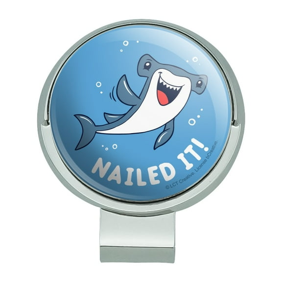 Nailed It Hammerhead Shark Funny Humor Pun Golf Hat Clip With Magnetic Ball Marker