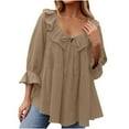 thumbnail image 2 of frariair ​Boho Chic Chiffon Top Featuring Adjustable Waist Detail Perfect For Fall Wedding Guest Attire​ Khaki, 2 of 4