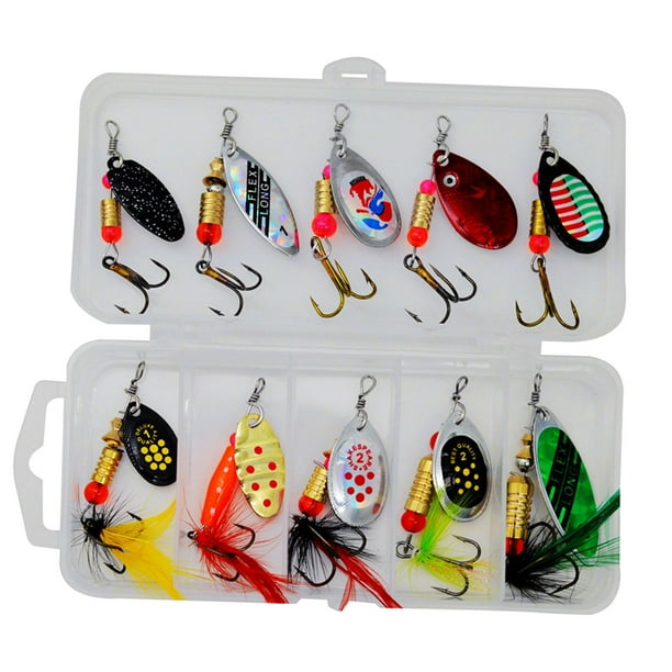 10 Pieces Fishing Lures Spinnerbait Hard Metal Spinnerbaits Baits for  Salmon F