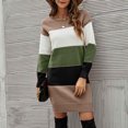 thumbnail image 2 of Odeerbi Sweaters For Women Fall Winter Knit Sweater Trendy Long Sleeves Crew Neck Loose Color Matching Tops Blouse Green, 2 of 5