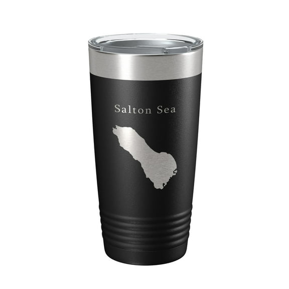 Salton Sea Tumbler Lake Map Travel Mug Insulated Laser Engraved Coffee Cup California 20 oz Black