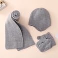 thumbnail image 2 of Winter Kids Knitting Set 4pcs Cute Solid Color Childrens Hat Scarf Gloves Keep Warm Leather Label Accessories for Cold Weather, 2 of 4