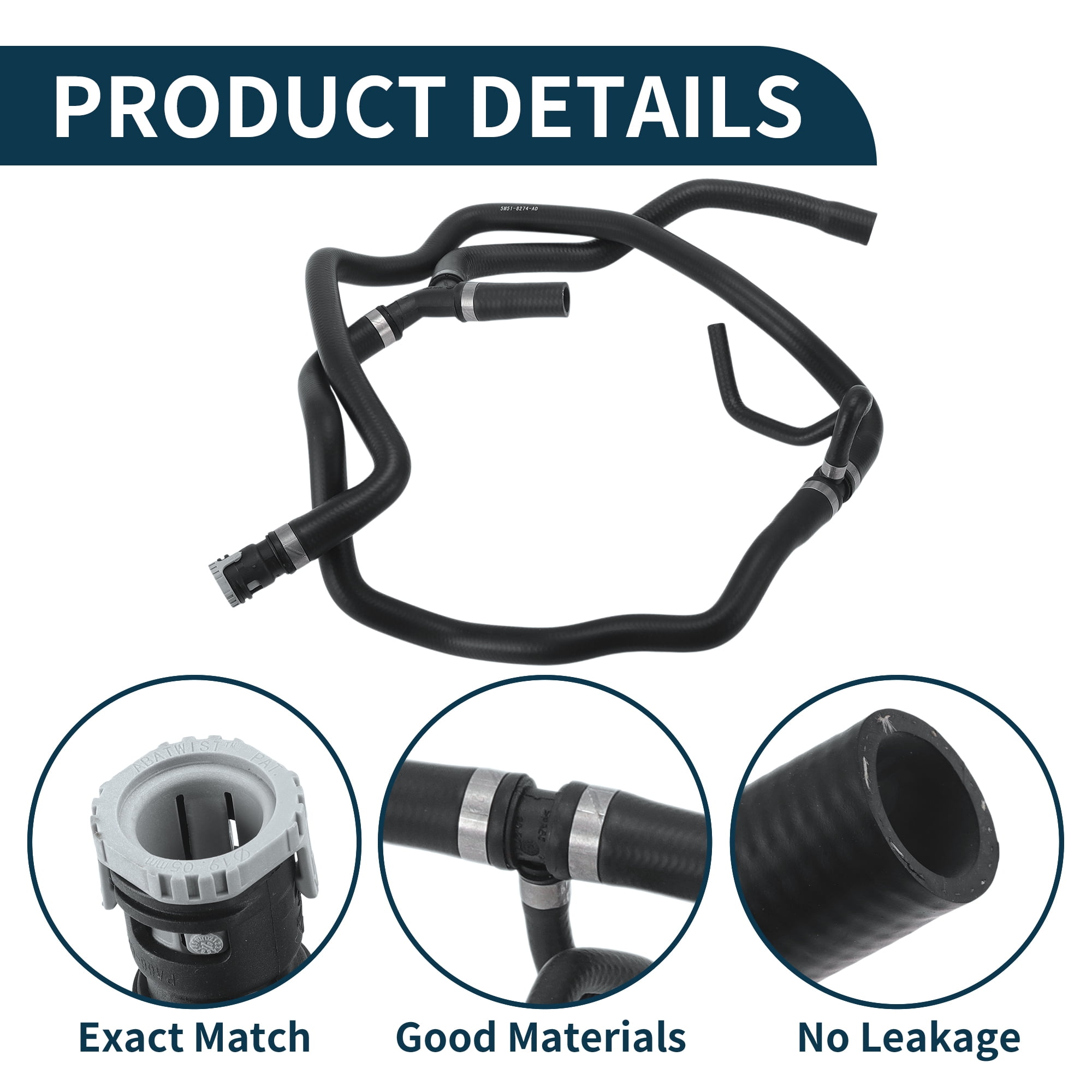 Unique Bargains Radiator Hose for Ford Focus 2007-2014 Rubber Heating Water Pipe