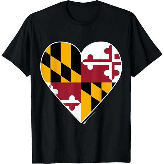 Heart Maryland State Flag Design T-Shirt