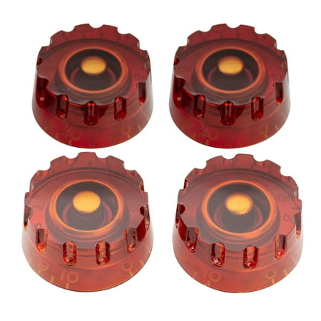 Musiclily Pro Inch Size Fine 24-Spline Knurled Guitar Knobs Tone Volume Speed Control Knobs for USA LP SG Style Electric Guitar, Amber (Set of 4)