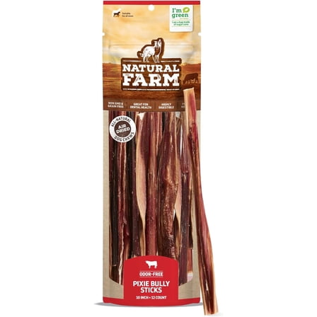 Natural Farm Extra-Thin Bully Sticks for Dogs, 10 Inch, 12 Pack