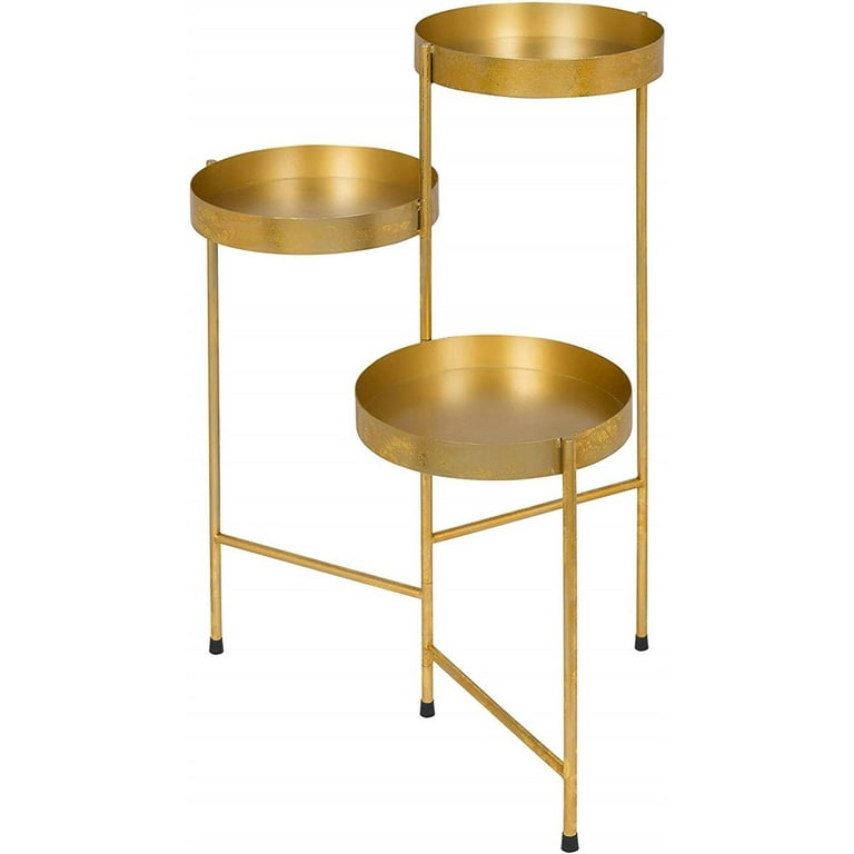 Zimtown Tri-Level Metal Plant Stand Gold Zimtown Tri-Level Metal Plant Stand Gold