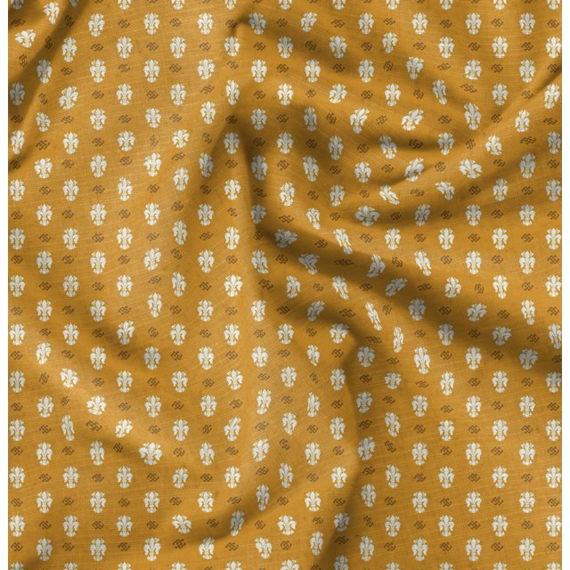 Soimoi Rayon Fabric Fleur_de_lis Damask Printed Fabric 1 Yard 56 Inch Wide