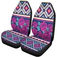 thumbnail image 1 of RYLABLUE Set of 2 Car Seat Covers Roses Colorful Squares Universal Auto Front Seats Protector Fits for Car,SUV Sedan,Truck, 1 of 5
