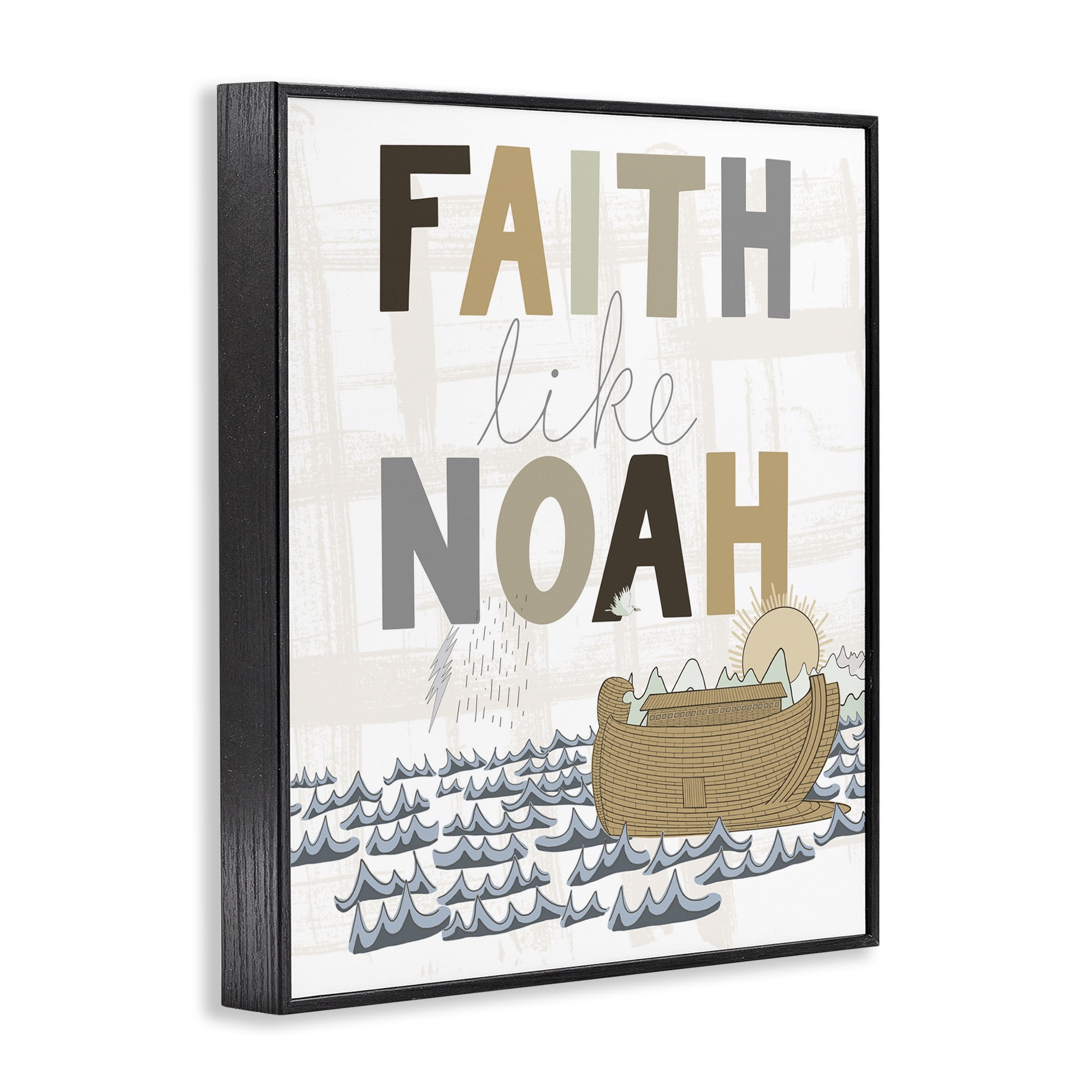 Stupell Industries Noah's Ark Proverb Religious Painting Black Framed Art Print Wall Art, 24 x 30