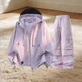 thumbnail image 5 of Karymi Workout Tops for Women 2 Piece Cargo Tracksuit Set, Hooded Long Sleeve Zip Up Windbreaker Jacket +Drawstring Waist Pants with Adjustable Drawstring Cuff Hem Womens T Shirts, 5 of 5