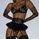 thumbnail image 3 of Conjunto de ropa interior sexy de tres piezas con sujetador y liguero bordado con falda pequeña para mujer, 3 of 6