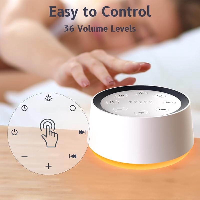 Brown Noise Sound Machine with 30 Soothing Sounds 12 Colors Night Light White for Adults Baby Kids Sleep Machines Memory Function 36 Volume Levels 5 Timers Home Office Travel