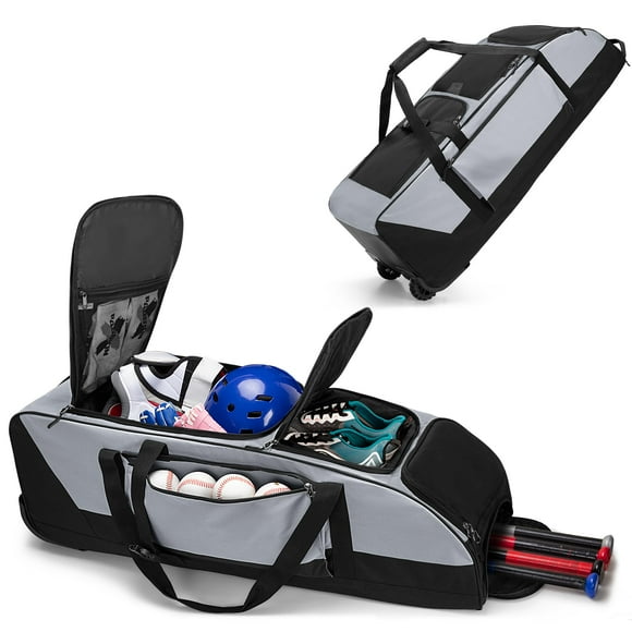 Bolsa para equipo de béisbol GOBUROS Rolling con ruedas para 4 bates
