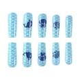 thumbnail image 5 of Yoyauz 24 Pieces Of Colorful Pressed Nails, Complete Set Of Almond Short Square Spring And Summer Fake Nails With Hand-Painted Beach Coconut Tree Ocean Patterns, Women Can Reuse And Stick Nails On, 5 of 8