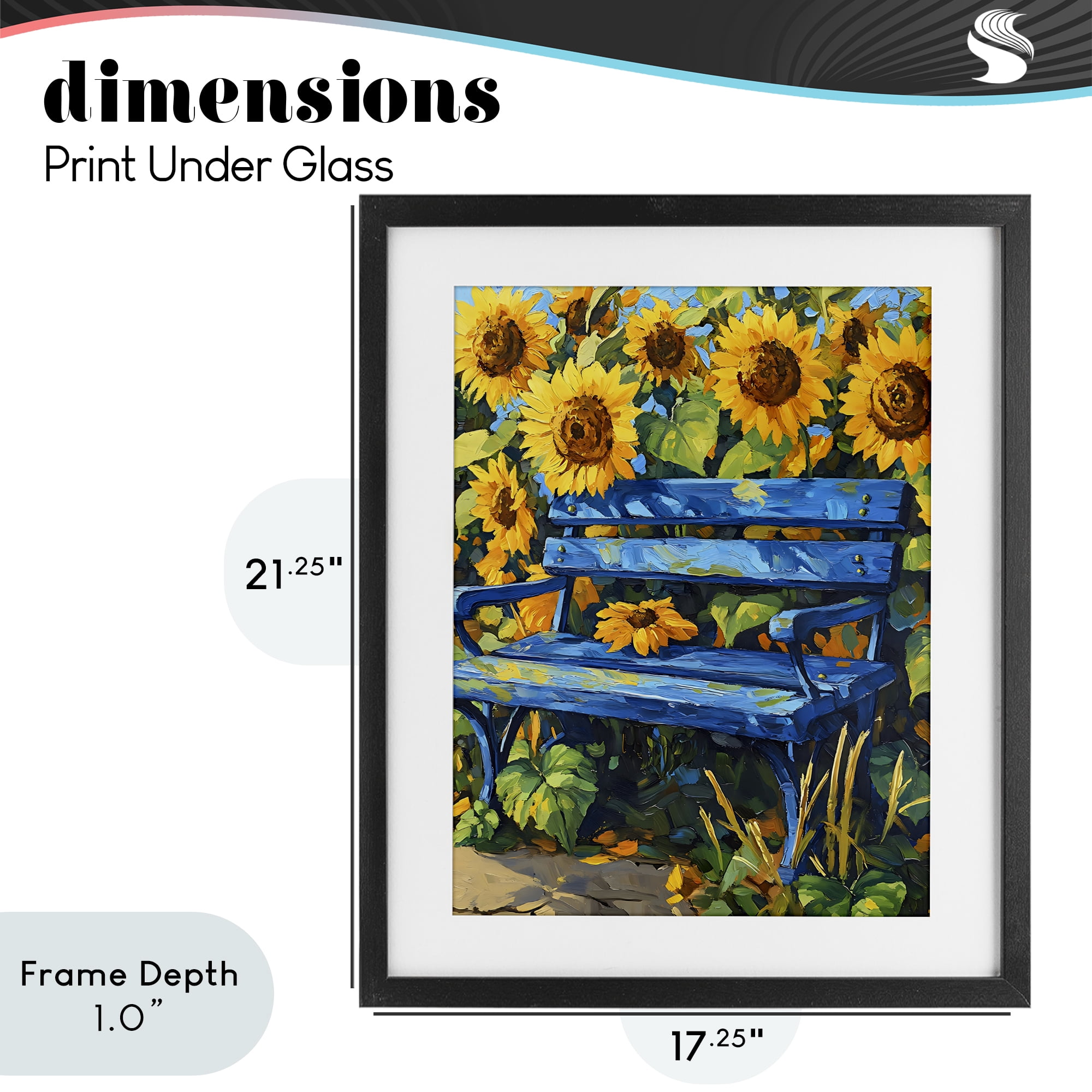 Stupell Industries Bench in Sunflower Field Black Framed Print Under Glass, design by Creative Studio