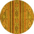 thumbnail image 1 of Ahgly Company Machine Washable Indoor Round Abstract Yellow Modern Area Rugs, 5' Round, 1 of 4