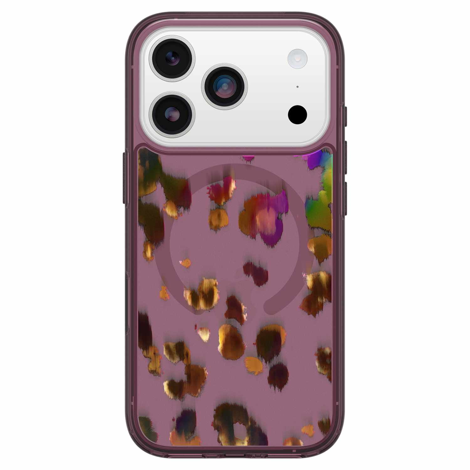OtterBox Étui Symmetry Clear MagSafe avec Contrôle de la Caméra Leopard Shift (Rose) pour iPhone 17
