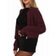 thumbnail image 2 of Suéter con Cremallera para Mujer, Cárdigan de Larga con Hombros Caídos y Cuello Redondo, Chaqueta Informal de Punto Holgada de Color Liso. Vino Tinto M, 2 of 8