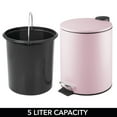 thumbnail image 4 of mDesign Round Metal 1.3 Gallon Step Trash Can, Lid, Removable Liner, Matte Blush, 4 of 6