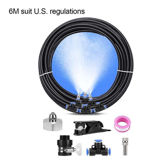 Kit de nebulización de ventilador Sistema de nebulización de bricolaje para exteriores Mister de enfriamiento con ahorro de agua para patio y jardín, 6M, enchufe de EE. UU. Advancent HA006379-01
