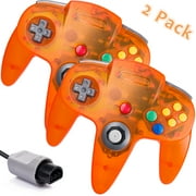 Miadore 2Pack Classic N64 Controller, Wired N64 Gamepad with Upgraded Joystick Remote for N64 Video Games System(Clear Orange)
