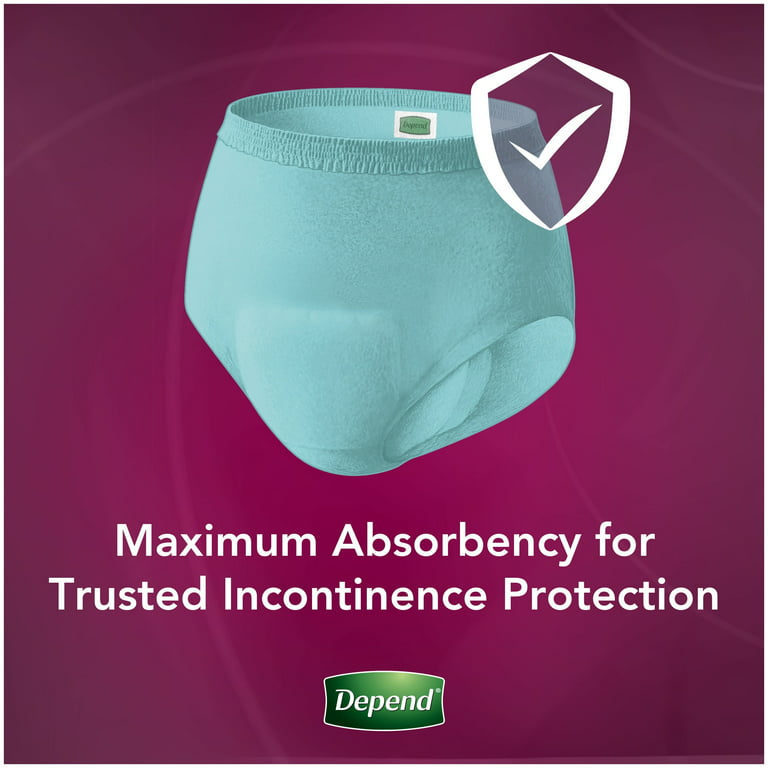 Depend Silhouette Incontinence/Postpartum Underwear for Women, Maximum  Absorbency, Medium, Lavender/Teal/Berry (Pack of 2
