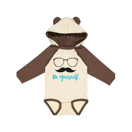 

Inktastic Be Yourself Glasses Mustache - Black Blue Gift Baby Boy or Baby Girl Long Sleeve Bodysuit