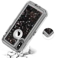 thumbnail image 5 of iphone XS/X 5.8inch case,3 in 1 Hard Clear Detachable Sparkle Dynamic Drift Sand Blink Flow Sand Glitter Heart-Shape Quicksand & Paillette Back Clear Hourglass Case Cover(Black), 5 of 7