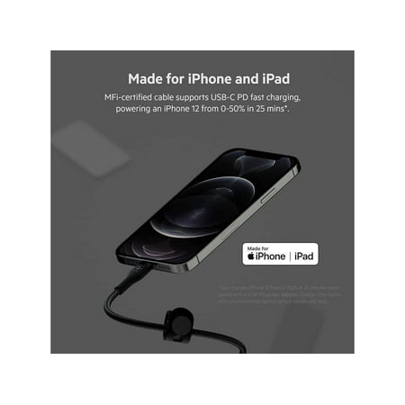 Belkin - BoostCharge Pro FlexUSB-C Cable with Lightning Connector - Black