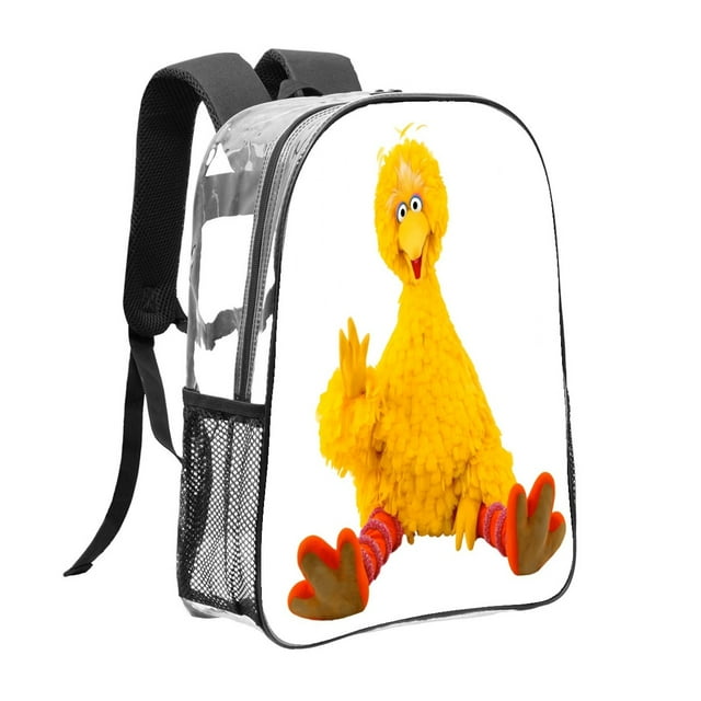 Big Bird Mochila transparente temática, resistente y duradera, bolsa see-through para trabajo, deporte, universidad y viaje, 31 × 43 cm