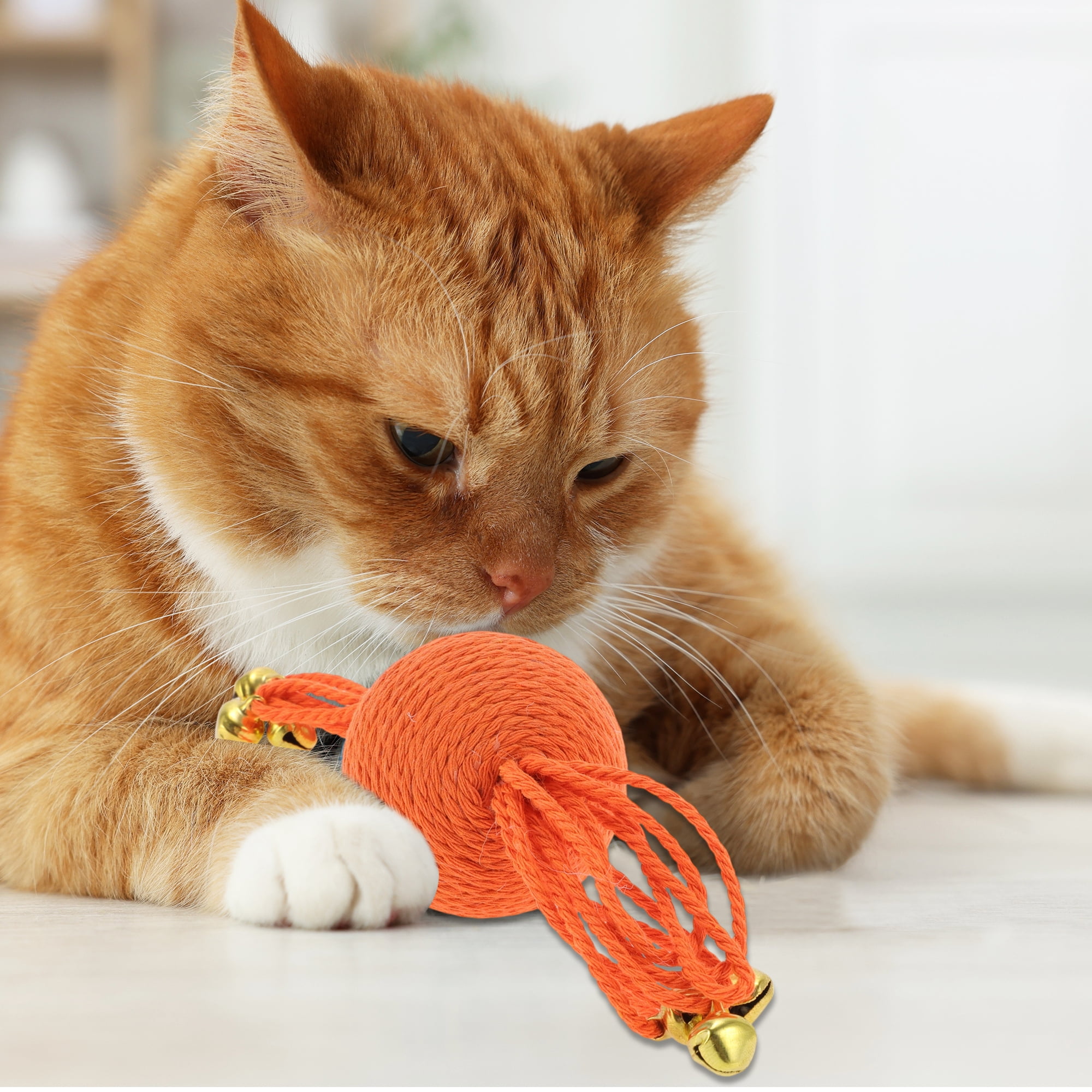 Unique Bargains Playing Ball with Bell for Cat Indoor Orange