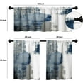 thumbnail image 2 of Kitchen Curtains and Valances Set 3 Piece Kitchen Curtains 36 Inch Length Small Kitchen Window Curtains Over Sink Blue Grey Modern Abstract Art Window Treatment Tiers for Window Decor, Blue, 2 of 6