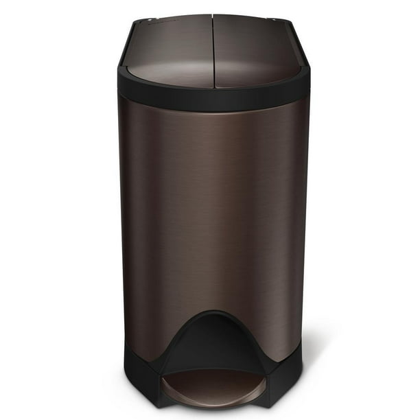 simplehuman 10 Liter / 2.6 Gallon Butterfly Lid Bathroom Step Trash Can