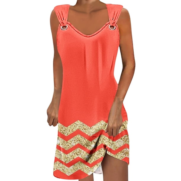 Vestido de Verano para Mujeres sin Mangas Estilo de Bolsillo con Cuello en V, Color Sólido Y Cómodo Vestido de Verano Casual