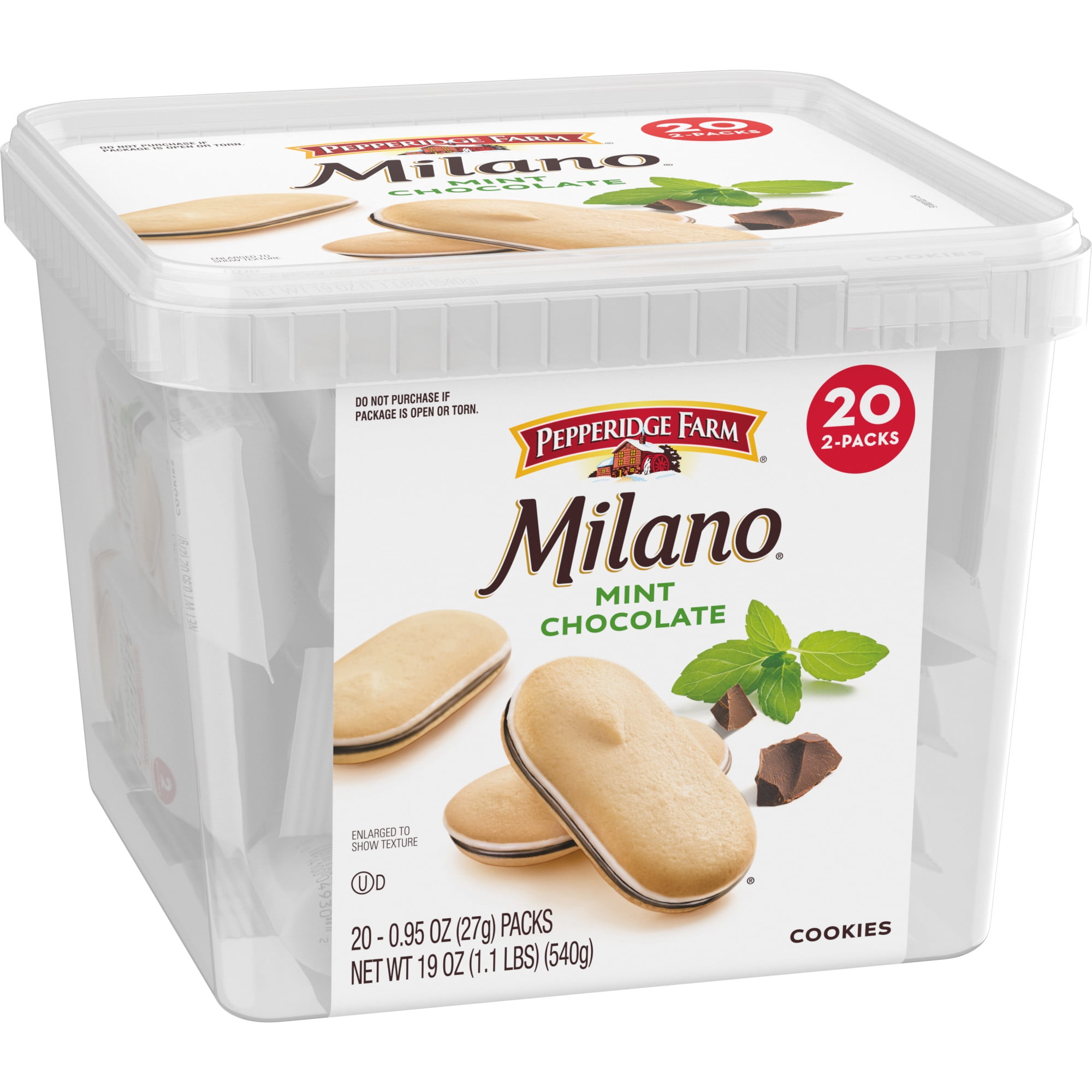Pepperidge Farm Milano Cookies, Mint Chocolate Cookies, 20-Count Multipack Tub, 2 Cookies per Pack