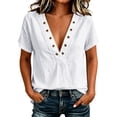 thumbnail image 7 of cocolona Summer V Neck Tops for Women Short Sleeve Grommet Eyelet Shirts Trendy Casual Solid Color Blouses, 7 of 7