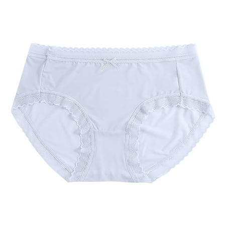 ZVNAH Womens Panties Women s Traceless Ultra Thin Ice Silk Briefs Sexy Lace Breathable Mid Waist Briefs Underwear for Women