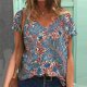 thumbnail image 1 of Puntoco Tallas grandes Mujer Manga corta Impreso Cuello en V Tops Camiseta Blusa Puntoco Puntoco-4032, 1 of 4